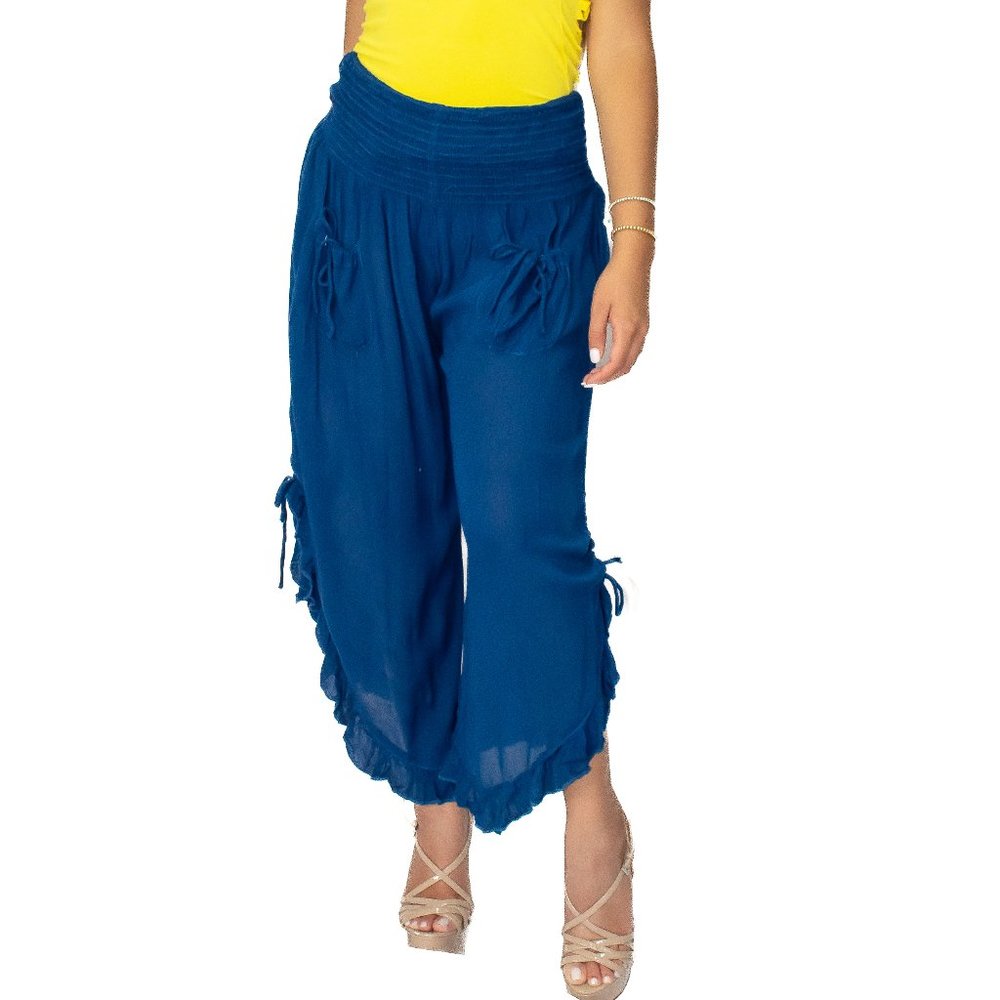 Solid Bottom Tie with Ruffle Pant